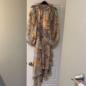 Elliatt Floral Ruffle Tiered Maxi Dress - Yellow & Blue